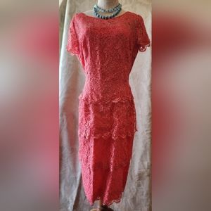 1960's Lilli Diamond Coral Lace Dress